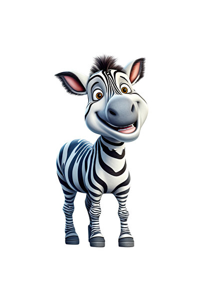 StoryGift Romania Sticker Autocolant 70CM cu o zebra binedispusa, ilustratie, vesela, animal salbatic, jungla, s