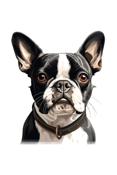 StoryGift Romania Sticker Adeziv 90CM cu un catel serios, ilustratie, profil, zgarda, negru si alb, pentru iubit