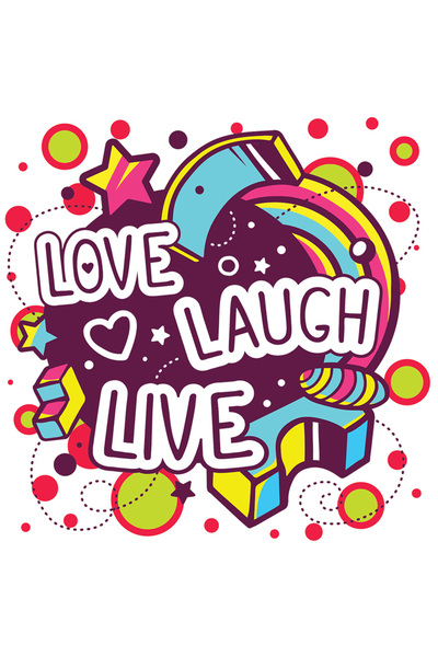 StoryGift Romania Sticker Eticheta 50CM Cu Mesaj In Engleza Love Laugh Live, ...