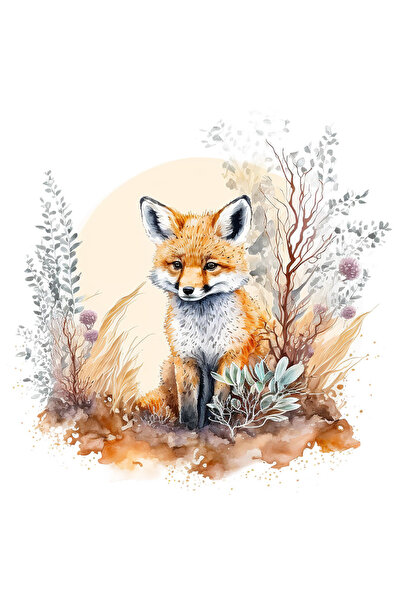 StoryGift Romania Sticker Autocolant 70CM cu un pui de vulpe cam nedumerit, i...