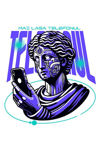StoryGift Romania Sticker cu Chip Uman Statuie Greceasca Telefon Robot Text Haios Mai Lasa Telefonul cu Margini Al