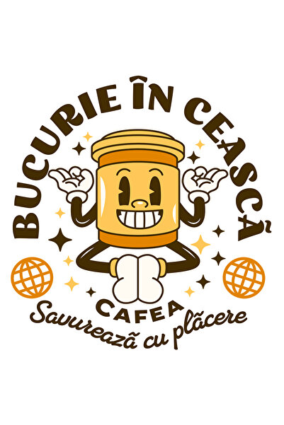 StoryGift Romania Sticker Adeziv 90CM Adeziv Cafea bucurie în ceascs. Savureaza cu placere cu Margini Albe, PVC