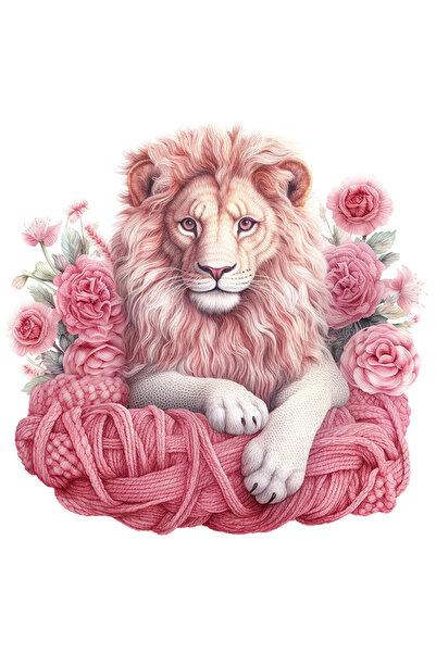 StoryGift Romania Sticker Adeziv 90CM cu un leu, ilustratie, floricele, roz, ...