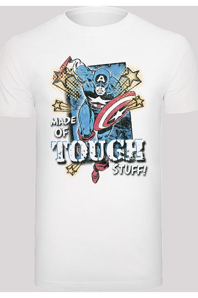 F4NT4STIC Herren Marvel Captain America Made Of Tough Stuff -wht With T-shirt Round Neck
