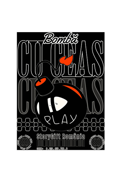 StoryGift Romania Sticker Eticheta 50CM Adeziv Bomba cu ceas play jocuri video virtual cu Margini Albe, PVC Viny