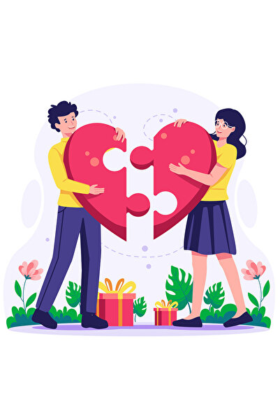 StoryGift Romania Sticker Autocolant 70CM Cu Inima, Cuplu, Puzzle, cu Margini...