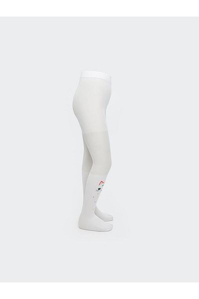 LC Waikiki Детски тънки чорапогащи с шарки за момичета LCW Kids White