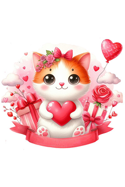 StoryGift Romania Sticker Eticheta 40CM cu o pisicuta dragalasa care tine in ...