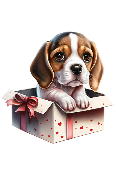 StoryGift Romania Sticker Eticheta 50CM cu un catel timid care iese dintr-o c...