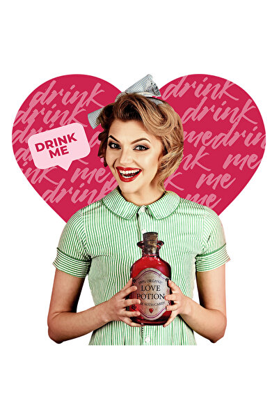 StoryGift Romania Sticker Eticheta 40CM Cu Femeie In Rochie Verde Sticla In M...