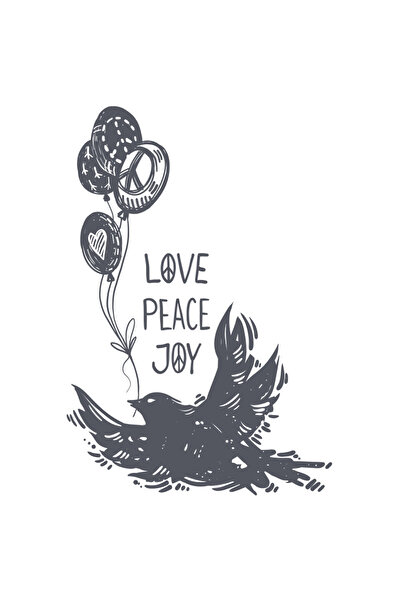 StoryGift Romania Sticker Autocolant 70CM Cu Mesajul Love Peace Joy, Pasare, ...