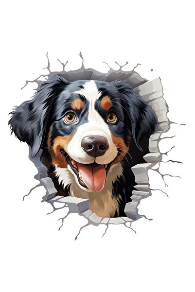 StoryGift Romania Sticker Adeziv 90CM cu un caine vesel care scoate capul pri...