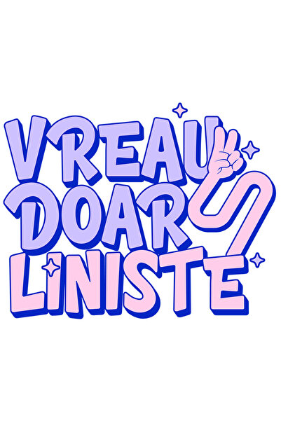 StoryGift Romania Sticker Adeziv 90CM cu Mesaj Haios Text Vreau Doar Liniste, Viata Relaxata Font Bizar cu Margi