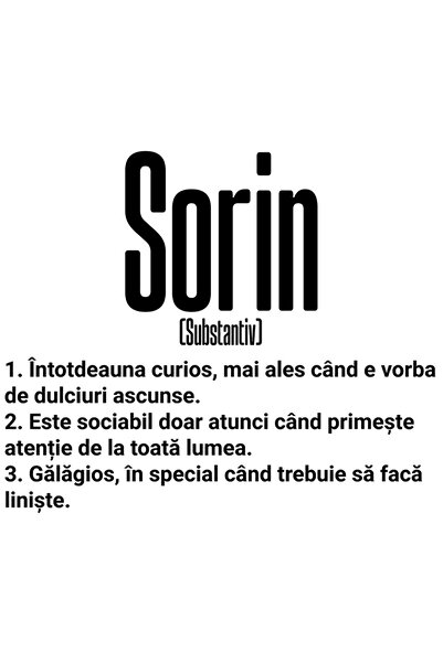 StoryGift Romania Sticker Cu Numele Sorin, Cu Mesaj Amuzant, Curios, Sociabil...