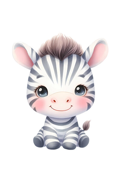 StoryGift Romania Sticker Adeziv 90CM cu o zebra micuta, ilustratie, sta cuminte, zambeste, fericire, pentru iub