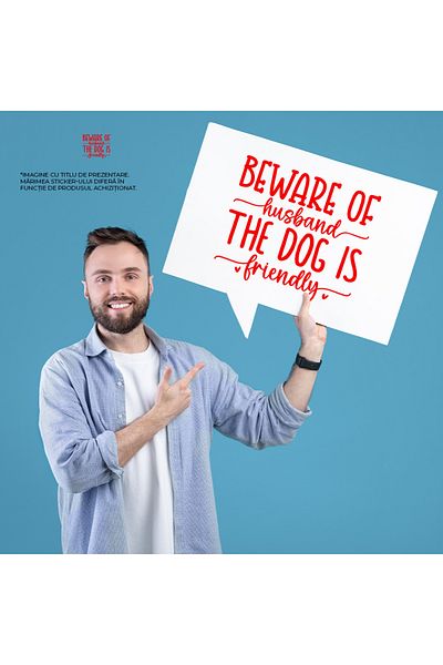 StoryGift Romania Sticker Adeziv 90CM Exterior cu inimioare pentru iubitorii de caini - caine prietenos atentie