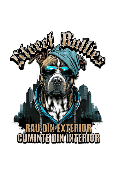 StoryGift Romania Sticker Adeziv 90CM cu Caine Portret Stil Gangster Text Rau Din Exterior Cuminte Din Interior