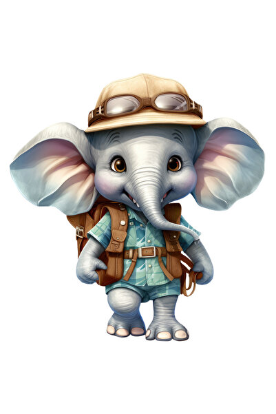 StoryGift Romania Sticker Adeziv 90CM cu un pui de elefant explorator, ilustr...