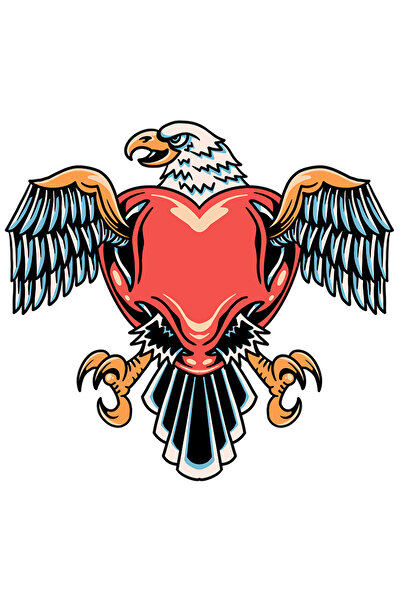 StoryGift Romania Sticker Eticheta 40CM Cu Pasare, Vultur, Inima, Aripi, Gheare, Costum, cu Margini Albe, PVC V