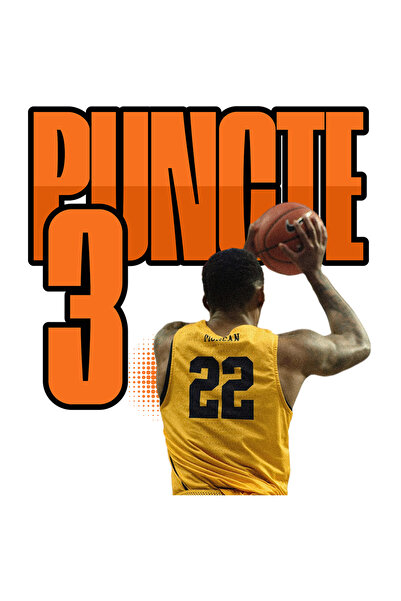 StoryGift Romania Sticker Adeziv Jucator De Baschet Minge Sport 3 Puncte Cu Margini Albe, Pvc Vinyl 90 Cm