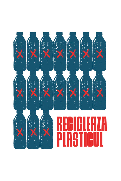 StoryGift Romania Sticker Eticheta 40CM Adeziv recicleaza plasticul sticle re...