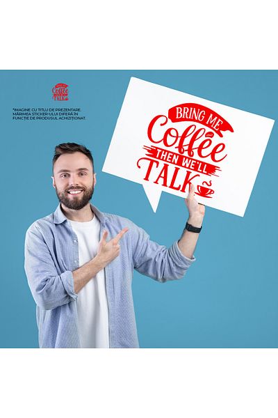 StoryGift Romania Sticker Eticheta 40CM Exterior pentru cei care nu discuta pana cand nu le aduci cafea , Vinyl
