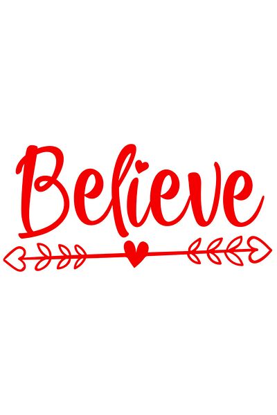 StoryGift Romania Sticker Adeziv 90CM Exterior cu inimioare si textul "Believe" - crede speranta , Vinyl Rosu, 90 cm