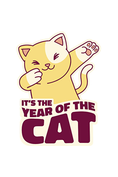 StoryGift Romania Sticker Eticheta 40CM Cu Pisica Galbena Zambitoare, Text In...