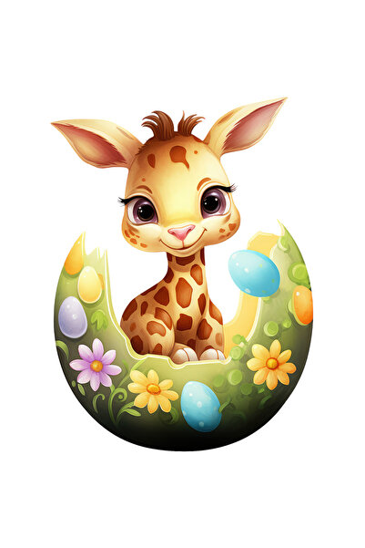 StoryGift Romania Sticker Autocolant 70CM cu un pui de girafa care iese dintr...