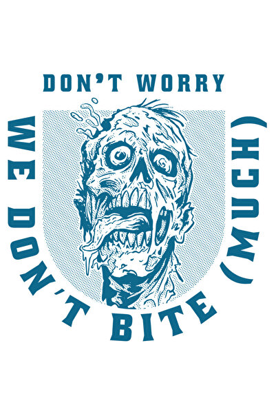 StoryGift Romania Sticker Adeziv 90CM Cu Mesaj In Engleza Don’t Worry We Don't Bite Much, Zombie, Muscatura, Mon