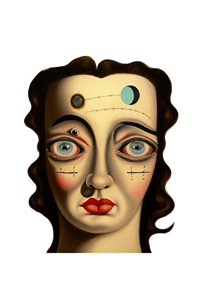 StoryGift Romania Sticker Adeziv 90CM Cu Portret Femeie Cusuta Plangand, Cari...