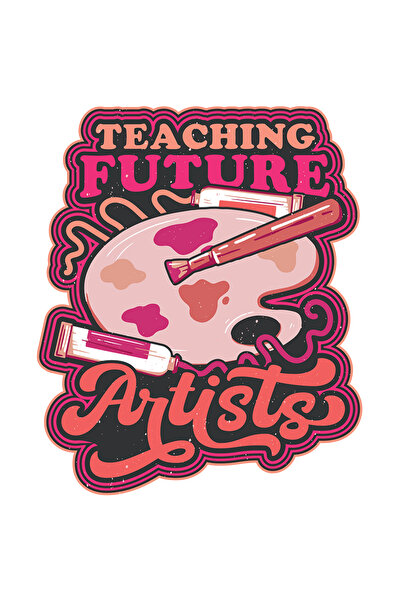 StoryGift Romania Sticker Autocolant 70CM Cu Mesaj In Engleza Teaching Future Artists, Tuburi Vopsea, Pensula,