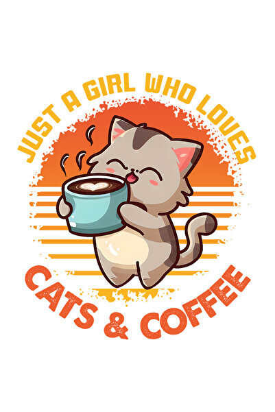 StoryGift Romania Sticker Adeziv 90CM cu pisicuta care tine o ceasca cu cafea...