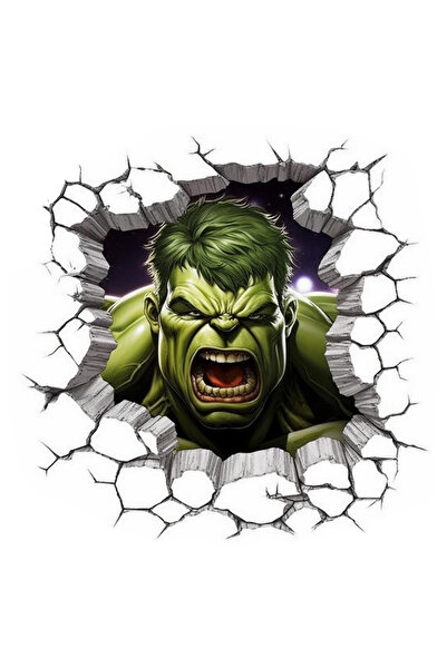 StoryGift Romania Sticker Autocolant 70CM Cu Hulk care Tipa Dintr-un Zid, Marvel, DC, Puternic, Verde, Razboinic