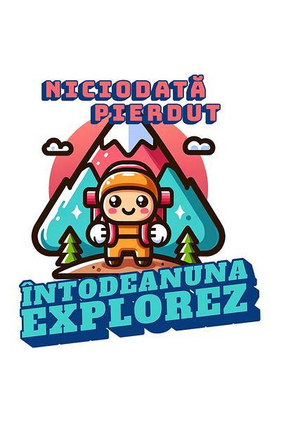 StoryGift Romania Sticker Adeziv 90CM cu Calator Printre Munti Cu Rucsac Text Niciodata Pierdut Intotdeauna Expl