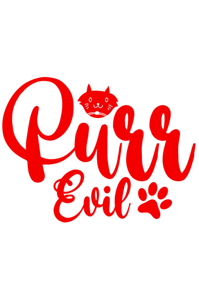 StoryGift Romania Sticker Adeziv 90CM Exterior pentru cei care au pisici rele cu textul "Purr evil" , Vinyl Rosu