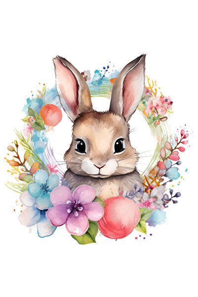 StoryGift Romania Sticker Adeziv 90CM cu un iepuras, ilustratie, floricele, pictura, natura, plante, pentru copi