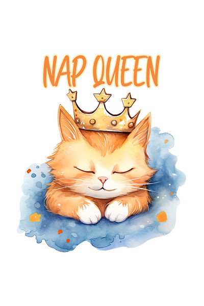 StoryGift Romania Sticker Autocolant 70CM cu pisica cu coroana care doarme cu...