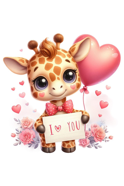 StoryGift Romania Sticker Autocolant 70CM cu un pui de girafa cu mesajul "I l...