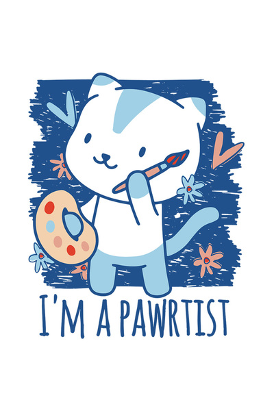 StoryGift Romania Sticker Autocolant 70CM Cu Pisica Pictor Albastra, Mesaj In...