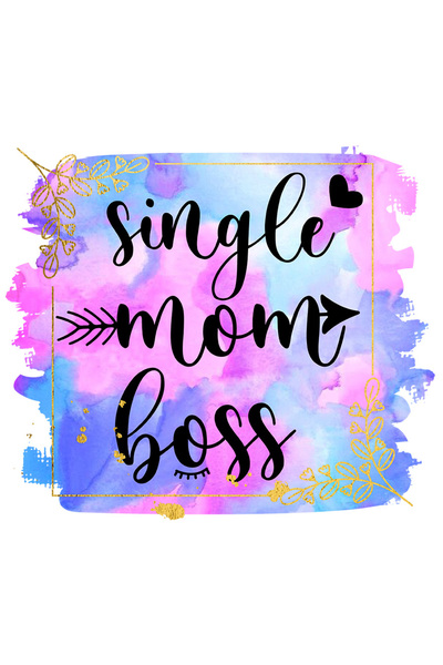 StoryGift Romania Sticker Eticheta 40CM cu mesajul "Single Mom Boss", ilustra...