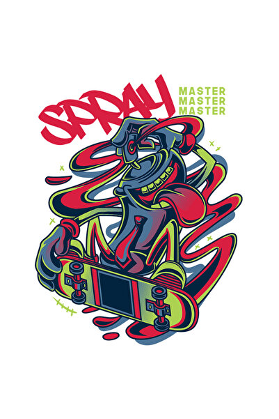 StoryGift Romania Sticker Autocolant 70CM Cu Recipient De Spray De Graffiti Pe Skateboard, Text In Engleza Spray