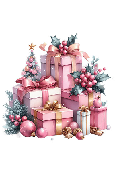 StoryGift Romania Sticker Autocolant 70CM cu multe cadouri, ilustratie, bradu...