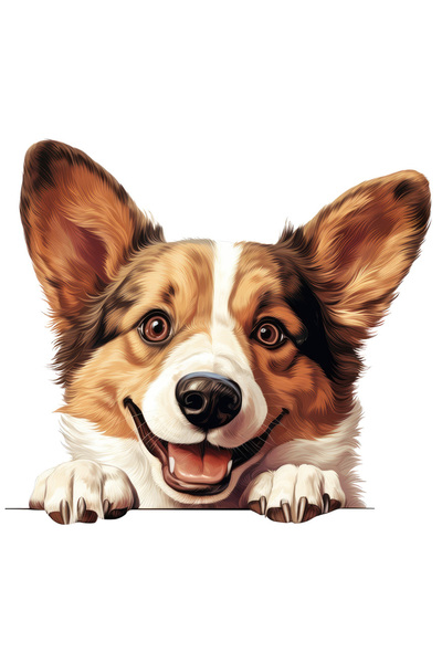 StoryGift Romania Sticker Autocolant 70CM cu un catel fericit care se uita pe...