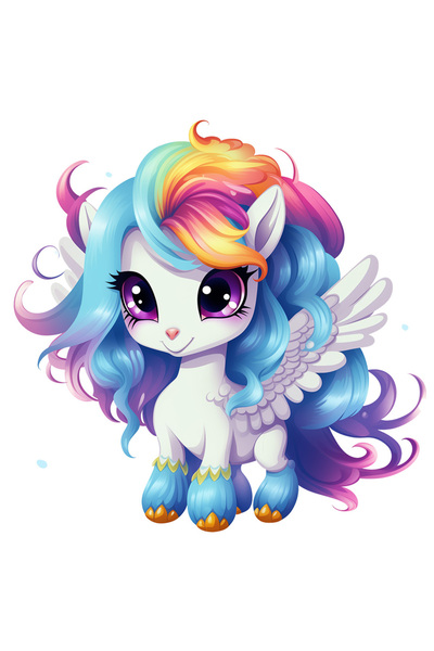 StoryGift Romania Sticker Adeziv 90CM cu un ponei cu aripi, alb, ilustratie, ...