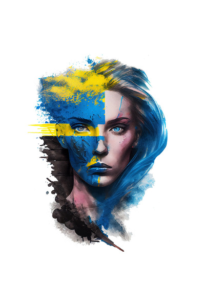 StoryGift Romania Sticker Eticheta 40CM Cu Fata Razboinica Ochii Albastri, St...