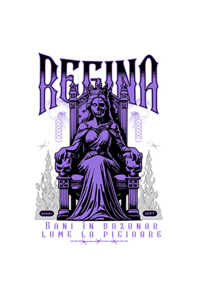 StoryGift Romania Sticker Autocolant 70CM Adeziv regina pe tron banii in buzunar lumea la picioare cu Margini Al