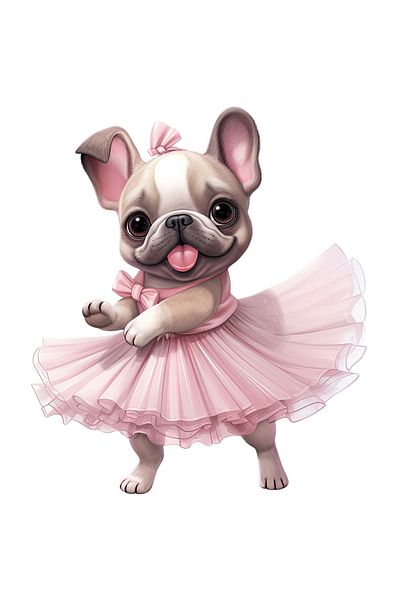 StoryGift Romania Sticker Adeziv 90CM cu French Bulldog care danseaza, caine, animal de companie, ilustratie, co