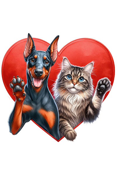 StoryGift Romania Sticker Adeziv 90CM cu o pisica si un caine, ilustratie, fa...