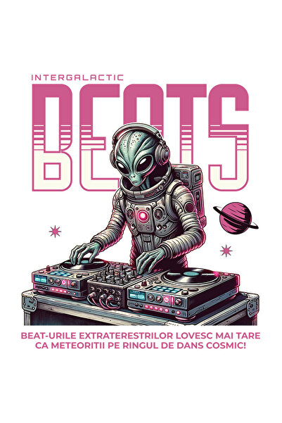 StoryGift Romania Sticker Adeziv 90CM cu Extraterestru In Costum Spatial DJ H...